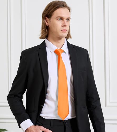 Image of KOOELLE Men's Ties Solid Pure Color Plain Neckties Formal Black Ties For Men