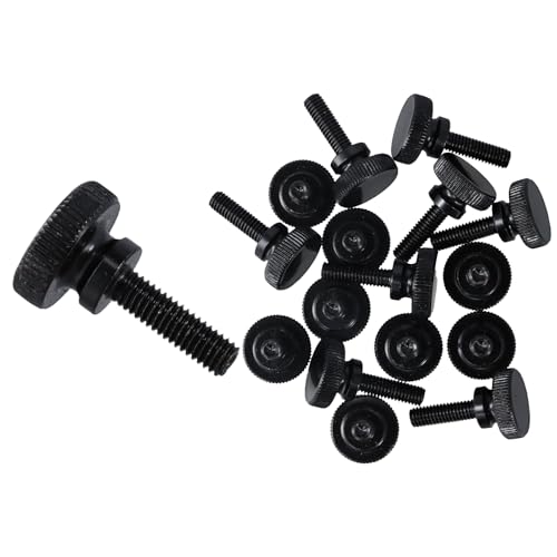 Lot de 16 vis M6 à tête marteau, moletées M6 x 20 mm, noires, en alliage de zinc pour mécanique, instruments et électronique domestique