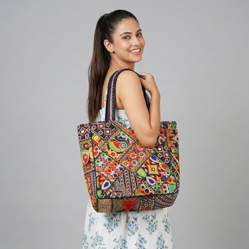 Bolso Hobo Tote Banjara Artesanal Multicolor para Mujer miniatura 2