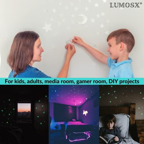 LUMOSX Glow in The Dark Stars for Ceiling - Stars from Recycled Materials w/Bonus North Star, Moon & Constellation E-Book | 220 pcs Ceiling Stars for Ceiling Decorations for Kids Room Decor - View 7