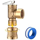Gulfmew 30 PSI Pressure Relief Valve with 3/4 NPT Female Thread Pipe Adapter, 3/4 NPT Brass Boiler Relief Valve with PTFE Thread Seal Tape for Hot Water and Cold Water Systems