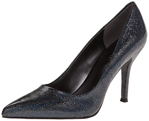 NINE WEST FOOTWEAR Zapatos de tacón de vestir con punta de lino para mujer, negro/plateado, Negro/Plata NINE WEST FOOTWEAR Zapatos de tacón de vestir con punta de lino para mujer, negro/plateado, Negro/Plata