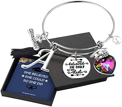 Yoosteel 2023 Graduation Gifts Charm Bracelets, Graduation Bracelets Quote Inspirational Bracelet College Graduation Gifts for Him Her 2023 High School