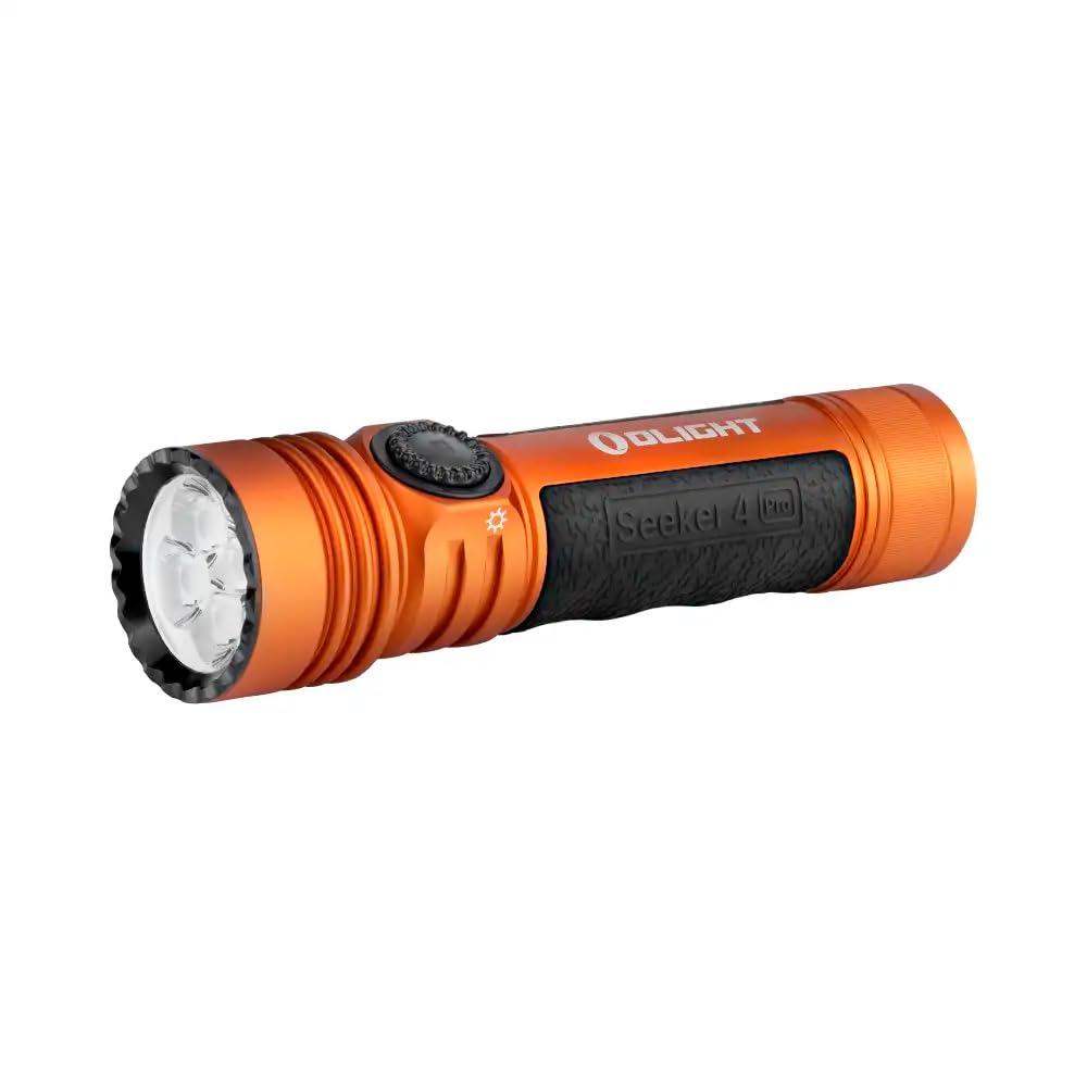 OLIGHT Seeker 4 Pro, Linterna LED 260 m alcance, 4600 lm y 16895 CD (Naranja CW)