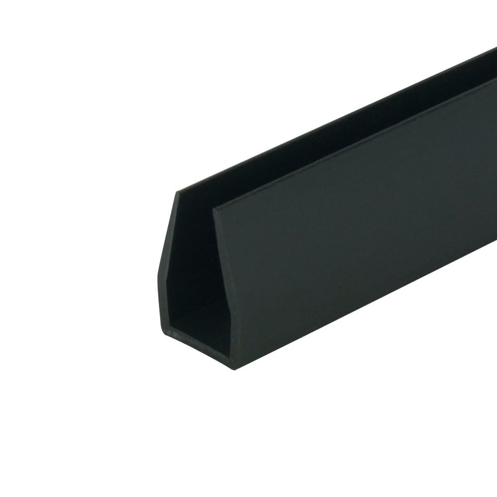 Outwater Plastics Black 3/8'' Rigid PVC Plastic U-Channel/C-Channel 46 Inch Lengths (Pack of 2)