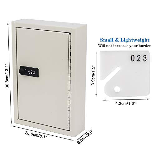 Kyodoled Key Storage Lock Box With Code,Locking Key Cabinet,40 Key Management Wall Mount With Combination Lock,Key Hooks & Tags Key Labels,(Beige,40 Key) #TOP2