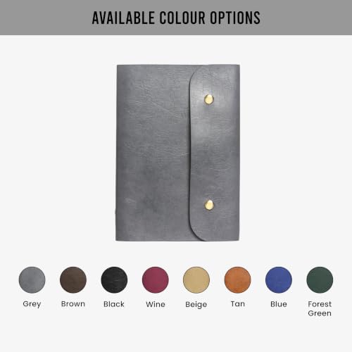 Image of The Messy Corner Leather Button Diary | A5 Travel Dairy for Men and Women | Vegan & Premium Quality | 80 GSM, 140 Ruled Pages - Stylish Grey Notepad