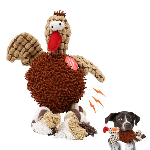 SPOT Gigglers Chicken Dog Toy with Giggle Sound Textured Plush Tug Toy with Rope Legs 12 for Small and Medium Dog Breeds