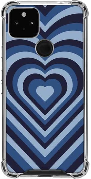 Skinit Clear Phone Case Compatible with Google Pixel 4a 5G - Blue Heart Pattern Design