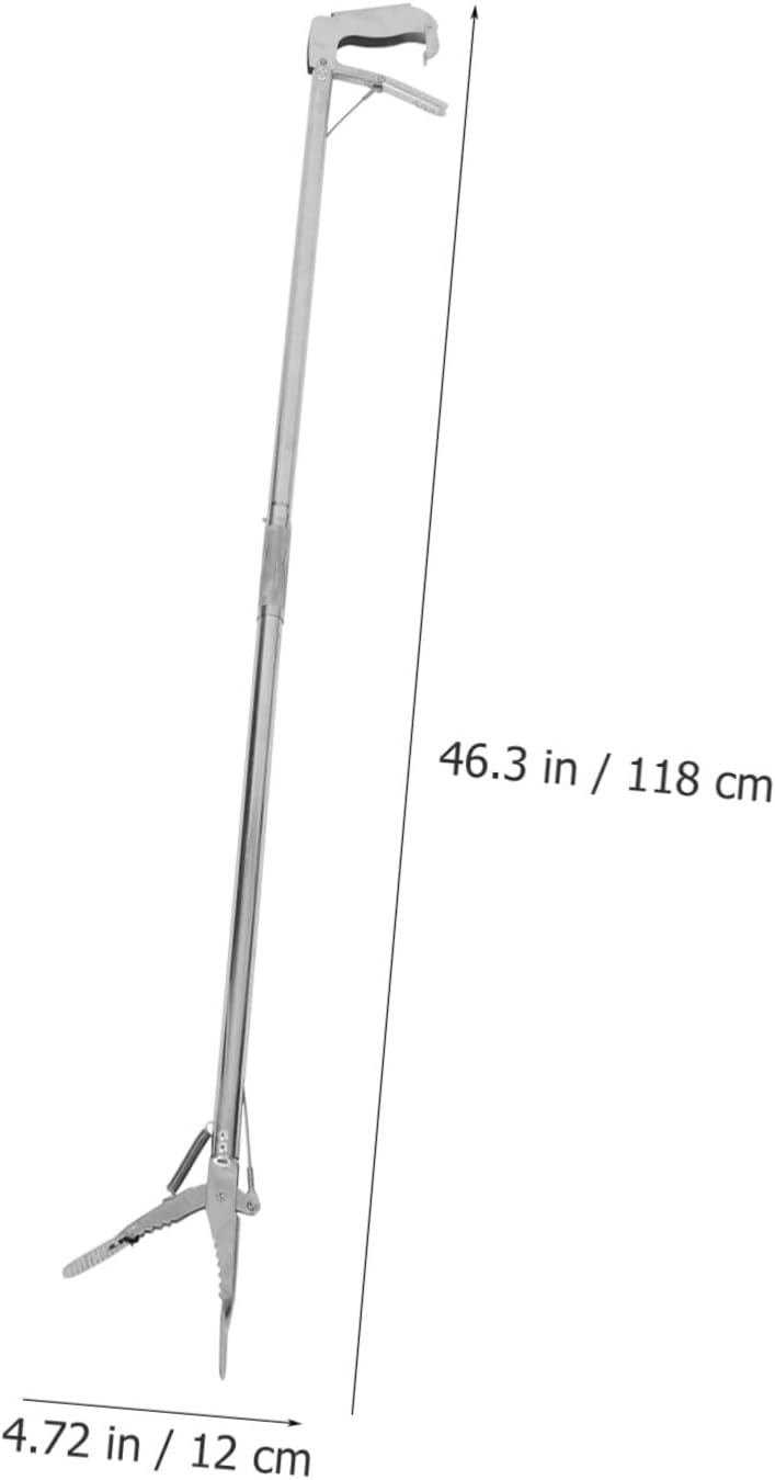 Foldable Stainless Steel Grabber Clamp 118cm Long Reaching Aid for Elderly and Disabled, Portable Picker Tool for Bedridden Patients and Mobility Assistance
