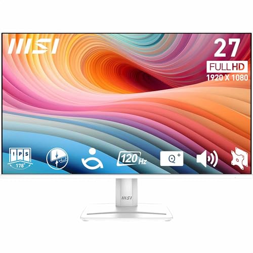 MSI PRO MP275W E2 27 Zoll FHD Office Monitor - 1920 x 1080 IPS Panel, 4-seitig Rahmenlos, 120 Hz Bildwiederholrate, augenfreundlicher Bildschirm, integrierte Lautsprecher, neigungsverstellbar - HDMI