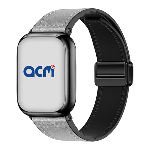 Image of ACM Watch Strap Leather Magnetic Silicone 22mm compatible with Oneplus Watch 2r Smartwatch Belt Luxury Band