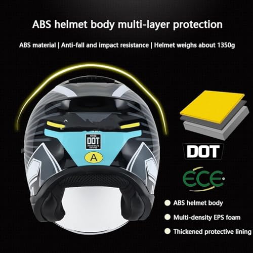 Casque jet bluetooth grande taille 2xl ece contre soleil - 7