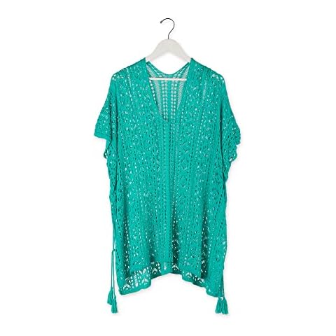 Hadley Wren Women's Pull-on Swimsuit Cover Dress Fashion Accessory for Beach or Pool Day, Crochet Teal, One Size Cover