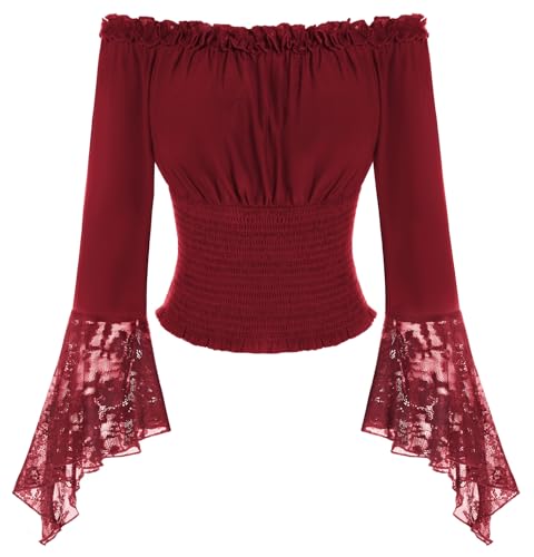 Blusa pirata de hombros descubiertos para ferias medievales y eventos