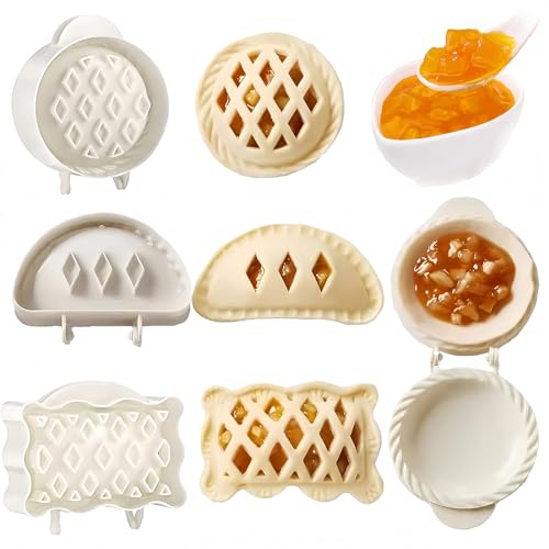 Dough Presser Pocket，Mini Pie Molds,One-Handed Cookie Maker, 3 Shape Christmas Handmade Pie Molds.(Round Pie Mold)