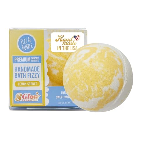Fizz & Bubble Premium Moisturizing Artisan Bath Bomb Fizzies for Adults, Women, Kids, and Gifts - Lemon Sorbet