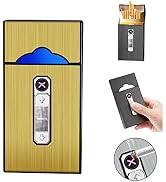 Cigarette Case Lighters, Amposei Cigarette Case with Electric Lighters Rechargeable, Aluminum Cig...