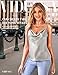 VIDUSSA Women's Shimmer Camisole Tops Cowl Neck Sleeveless Sparkle Blouses Summer Tank Shirt Silver XL