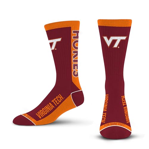 For Bare Feet NCAA VIRGINIA TECH HOKIES MVP Crew Sock Team Color Youth