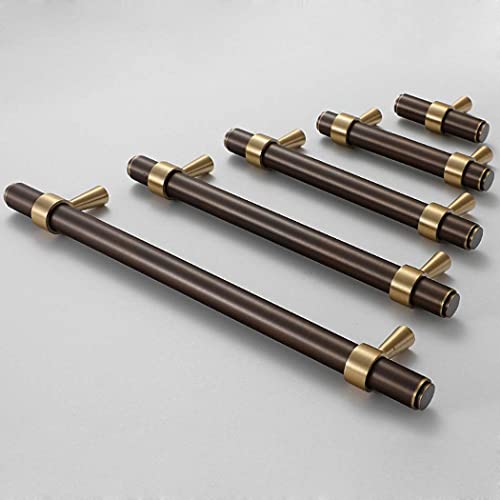 WYNWJ Zieht Griffe Griff, Massivkupfer Schrankgriffe Europäischer Stil Schubladengriff Möbelgriffe Schrankgriffe T-Bar Kommt Mit Schrauben 100% Reines Kupfer Braun/50Mm - Image 5