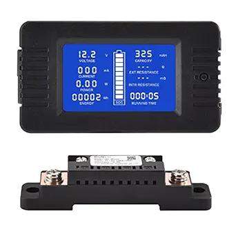 DC Multifunction Battery Monitor Meter with Shunt, 0-200V, 0-100A, LCD Display, Digital Current Multimeter for Cars, RV, Solar Systems