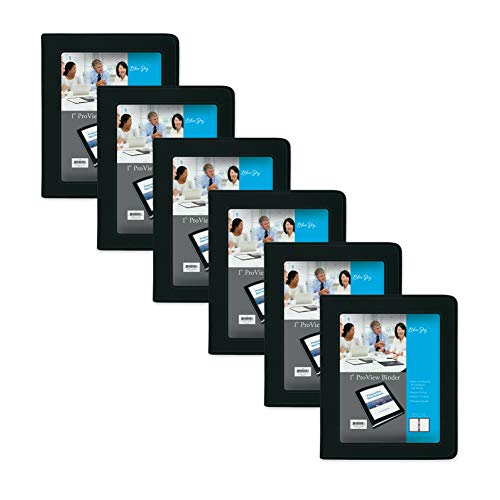 Blue Sky ProView Legacy Black 3 Ring Binder, Letter Size, 1", Textured Faux Leather Cover, Built-in Pockets, Holds 175 Sheets, 6-Pack (10504-C) by Blue Sky - Used condition - US$41.51