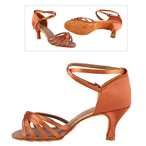 Sapatos de Dança de Salão, Sapatos de Dança Latina Marrom Escuro, Moda para Adultos, Interior Femini