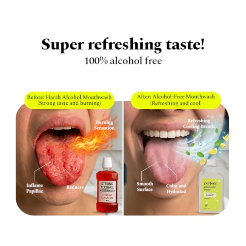 Image of Perfora Lemon Mint Mouthwash - 500ml | Alcohol-Free Mouth Wash Liquid With Probiotics, Hyaluronic Acid, & Vitamin C | Freshens Breath & Removes Germs | No Artificial Flavor | Mouthwash For Oral Care