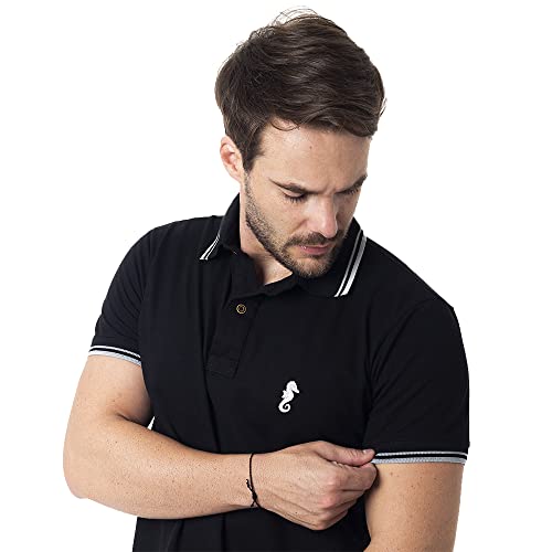 Camisa Polo Premium Masculina Polo Marine (G, Preto)
