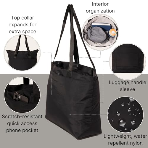 Baggallini Swift Tote Bag for Women - Lightweight 12x16 Nylon Zipped Travel Carry On Bag w/Luggage Sleeve3