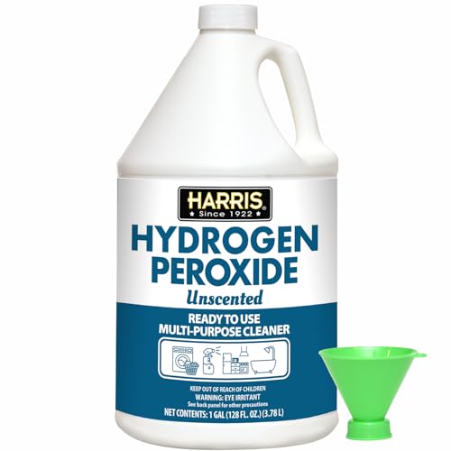 HARRIS Hydrogen Peroxide Ready to Use, 128oz, for Kitchen, Bath, Laundry and Home with Easy Fill Funnel Included, Unscented
