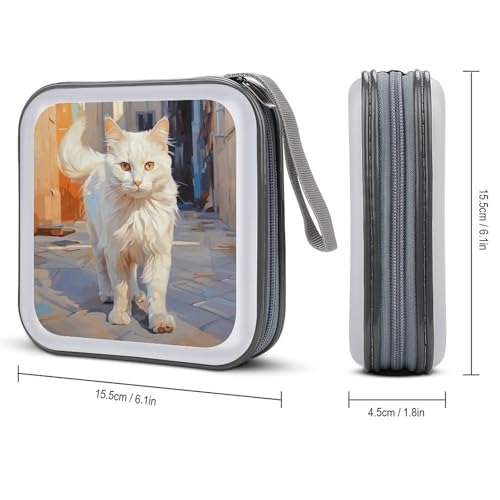 Protégez vos CD et DVD avec style étuis rigides chat blanc x40