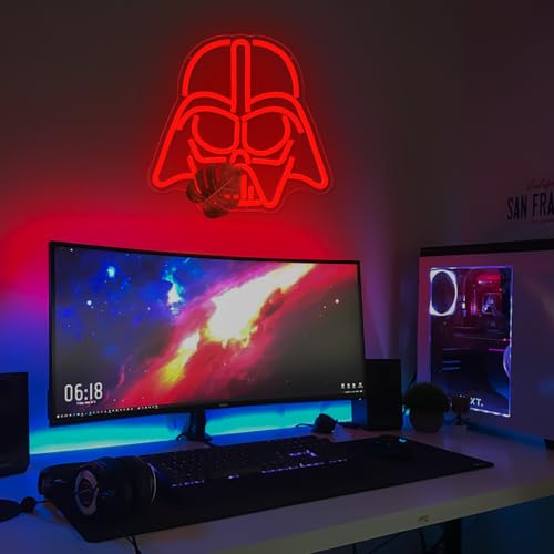 Image of Alien Mask Neon Sign Dimmable Helmet Neon Light Sign Game LED Sign Wars gaming Light Up Sign gamer Neon Lights for Bedroom Man Cave Gamer Gift