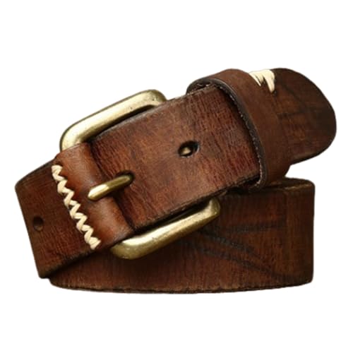 Leather Belt Vintage Distressed Full Grain 4mm Thick Heavy Duty Handmade Real Solid Leather Waist Strap for Jean Pants
