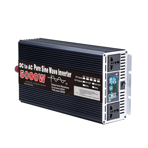 Image of 5000W Pure Sine Wave Power Inverter, 12V/24V DC to 110V/220V AC Voltage Converter, Car Inverter with Outlets for Truck/RV/Home,12V to 220V