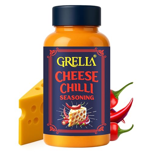 Image of Grella Cheese Chilli Seasoning Powder 125 grams for Popcorn, Nachos, Pasta, Fries, Dips and other snacks by - SEASON IT UP, Theatre Cheese popcorn powder | Chilli Cheddar Seasoning