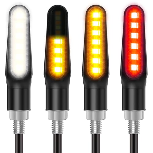 Kinstecks 4PCS Motorcycle Indicators Flowing Turn Signal Lights Motorbike Turning Indicators Daytime Running Lights Brake Lights 12V 13LED for Motorcycle Motorbike-Smoked Shell