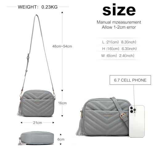 Miss Lulu Handtasche Damen Umhängetasche Klein, Handytasche zum Umhängen aus PU Leder, Crossbody Bag mit Verstellbarem Gurt, Schultertaschen mit 4 Fächern