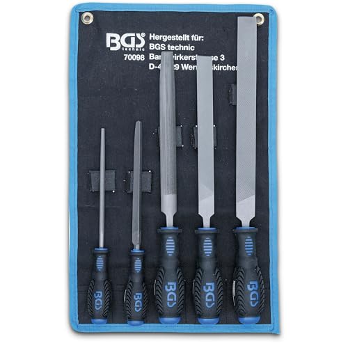 BGS 70098 | Werkstattfeilen-Satz | 5-tlg. | Feilen-Set | Flachstumpf-, Halbrund-, Dreikant-, Runde-Feile