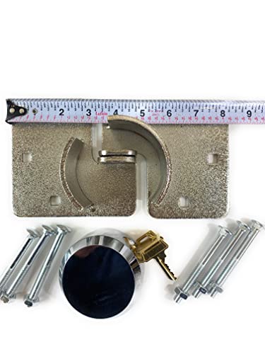 Image of Puck Lock with Hasp and Mounting Hardware, Round Padlock, Bolt on Security. Steel
