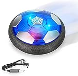 【Attraktive LED-Lichter】 Der Luftfu?ball ist mit farbenfrohen LED-Lichtern ausgestattet, die bei Dunkelheit rote und blaue Lichter blinken lassen k?nnen. Weiche Lichter schützen die Augen von Kindern ohne Blendung, ziehen die Aufmerksamkeit von Kindern auf sich und lassen sie im Dunkeln ein herausfordernderes Spiel spielen. Das wird aufregender und erstaunlicher.