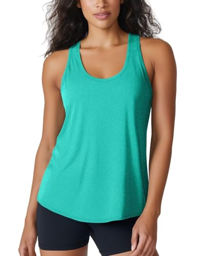 Zengjo Womens Athletic Tank Tops - Long Workout Tanks Quick Dry Moisture Wicking Sleeveless Tops for Running Gym Yoga