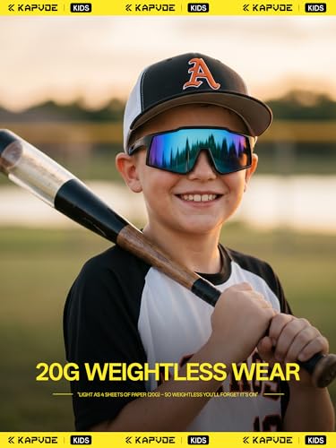 KAPVOE Kids Baseball Sunglasses Polarized for Boys Girls 6-14, Youth Baseball Sunglasses UV400 with TR90 Frame, Adjustable Nose Pads for Softball Cycling Running — view 2