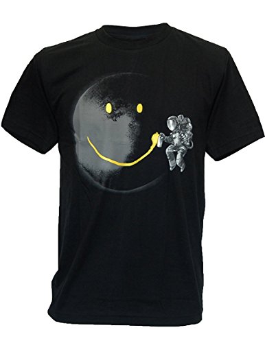 SODAtees Full Moon Graffiti Tag Smiley Graphic Design Men's T-SHIRT - Black - Medium
