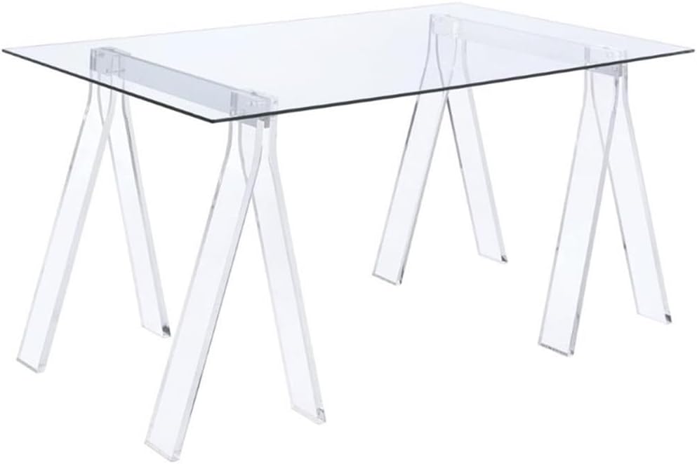 Home Square 2 Piece Set with Acrylic Office Swivel Chair and Writing Desk