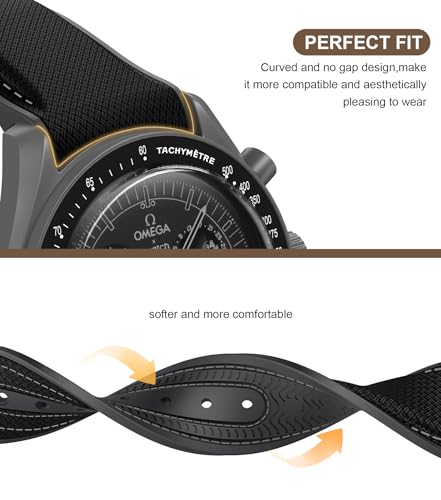 Image of Strap for Omega x Swatch MoonSwatch Watch, 20mm Folding Buckle Color Collision Band, Curved No Gap Replacement Strap for Swatch Omega Men Women