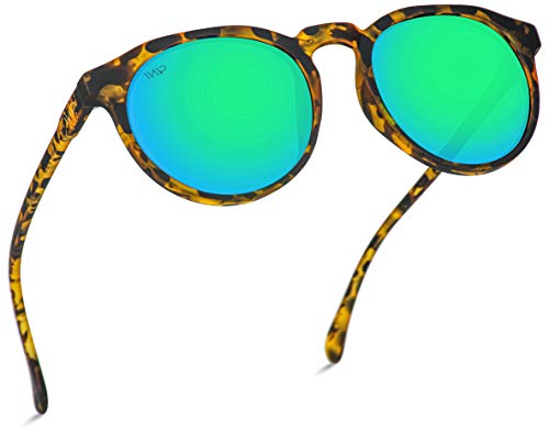 WearMe Pro - Retro Round Flat Top Frame Mirrored Fashion Sunglasses