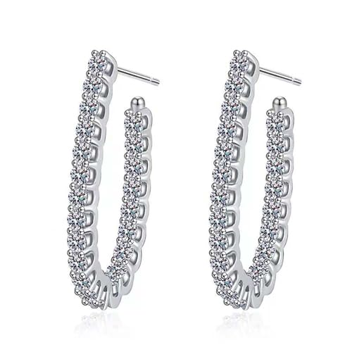 ZUOZUIYQ Öffnungs-Moissanit-Creolen aus Sterlingsilber, Vollstein-Moissanit-Creolen, große Moissanit-Huggie-Ohrringe für Frauen, weiblich
