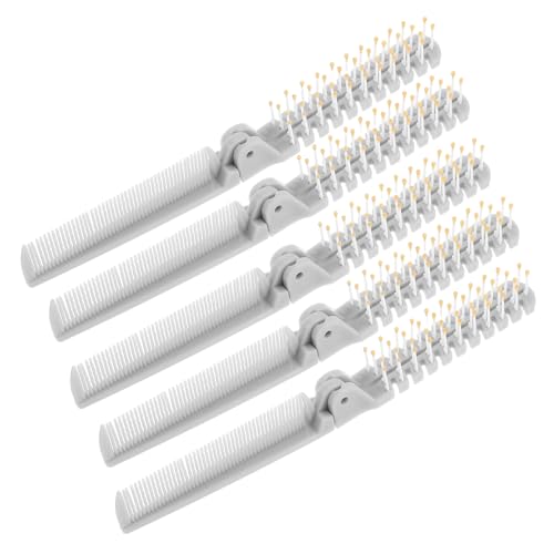 NOLITOY 5個 折りたたみ式二合一コーム ワイド ファイン歯デュアルデザイン コンパクト携帯用トラベルヘアブラシ 男女兼用スリングツール